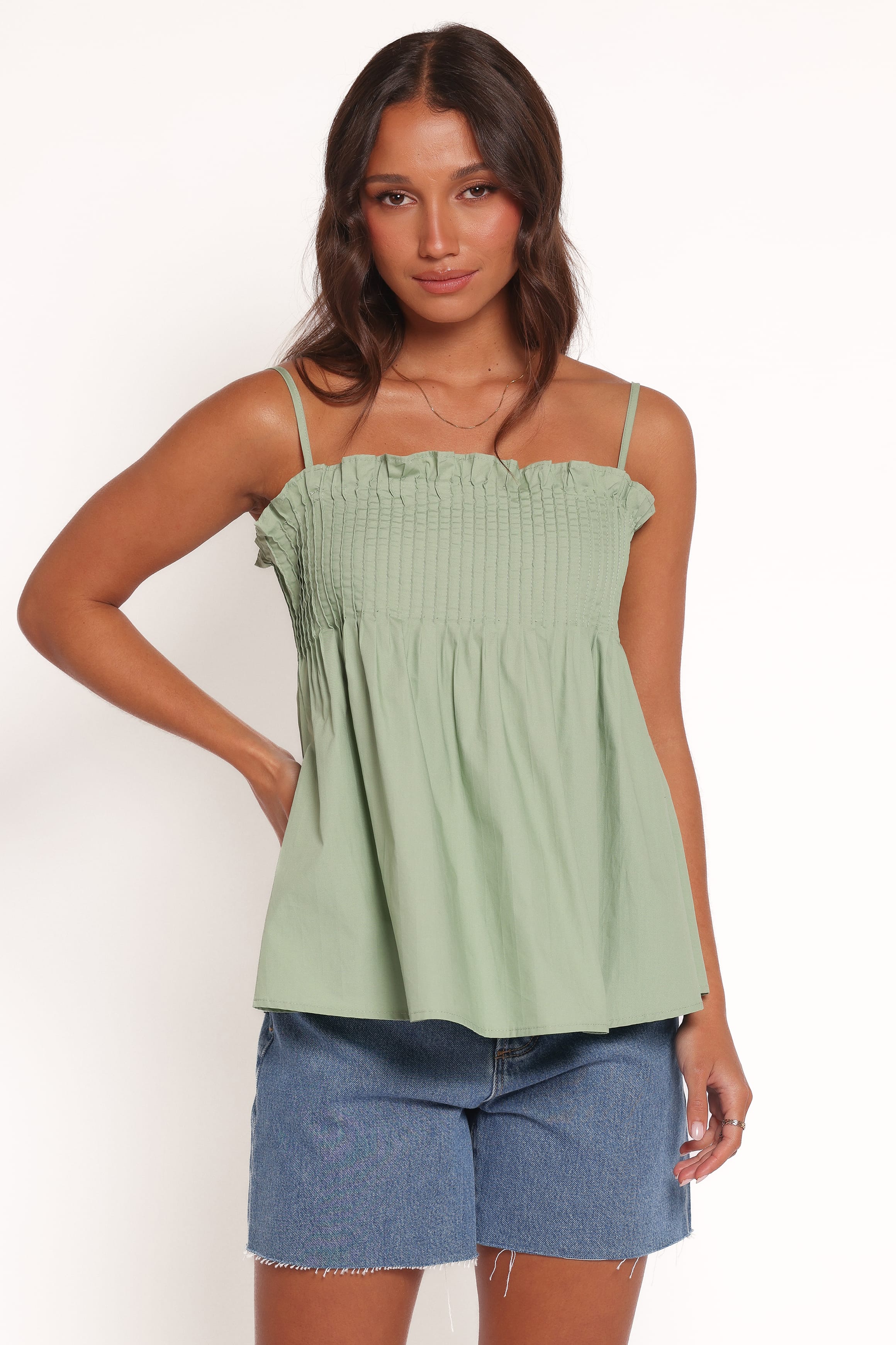 Petal and Pup USA TOPS Carson Pleated Top - Sage Green (Hold for Amazon)