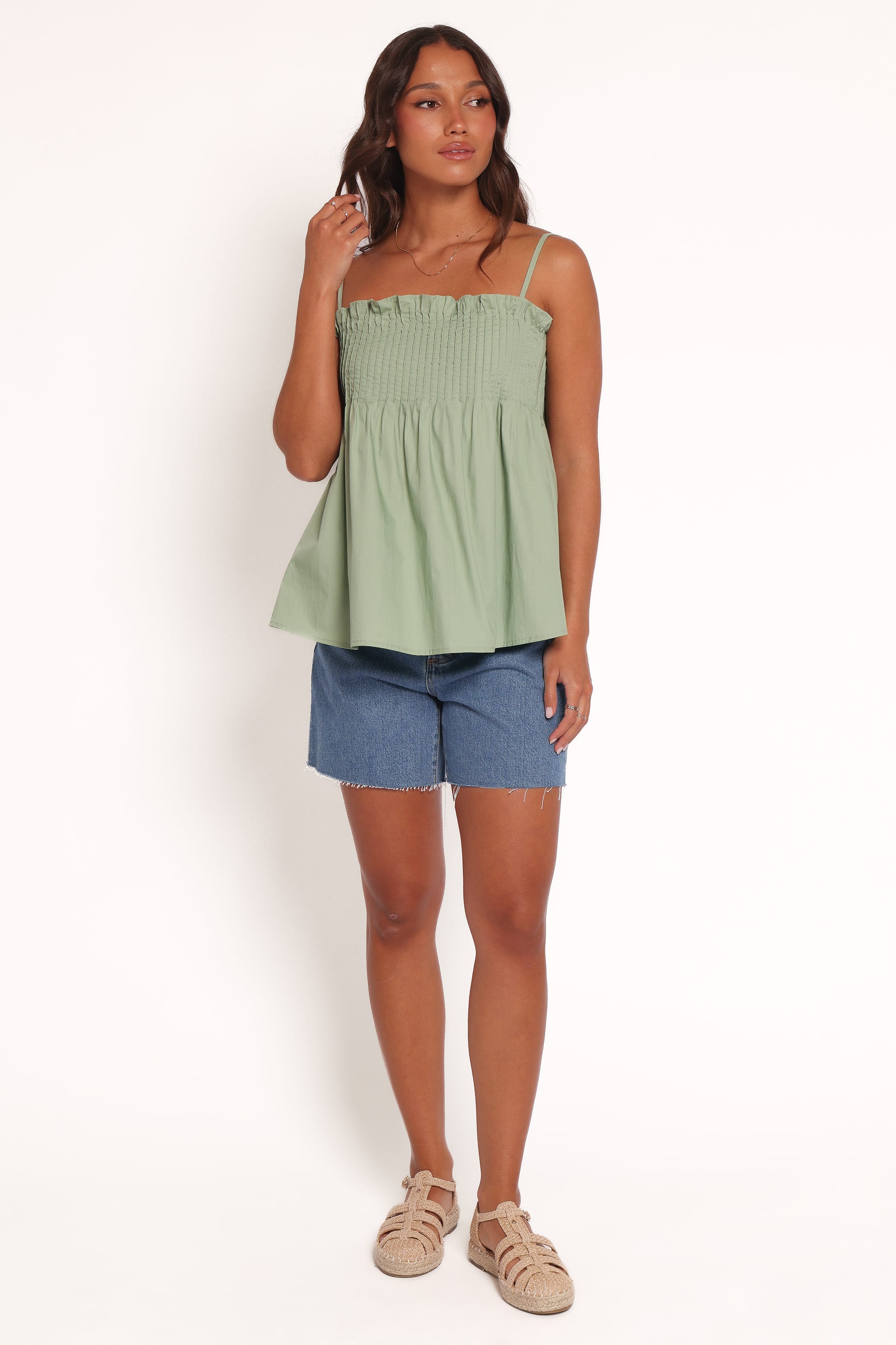 Petal and Pup USA TOPS Carson Pleated Top - Sage Green (Hold for Amazon)
