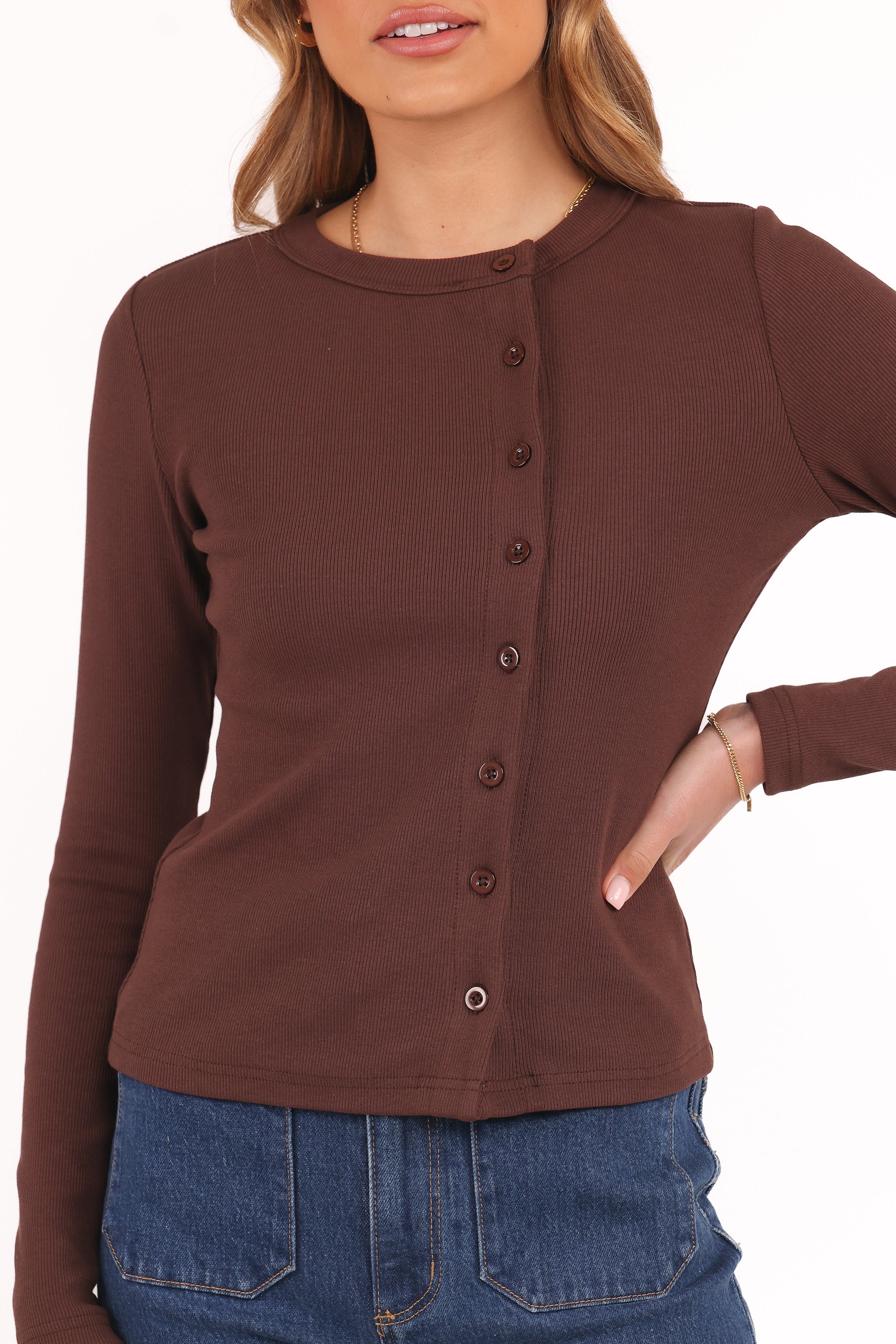 Petal and Pup USA TOPS Cass Long Sleeve Top - Chocolate Brown