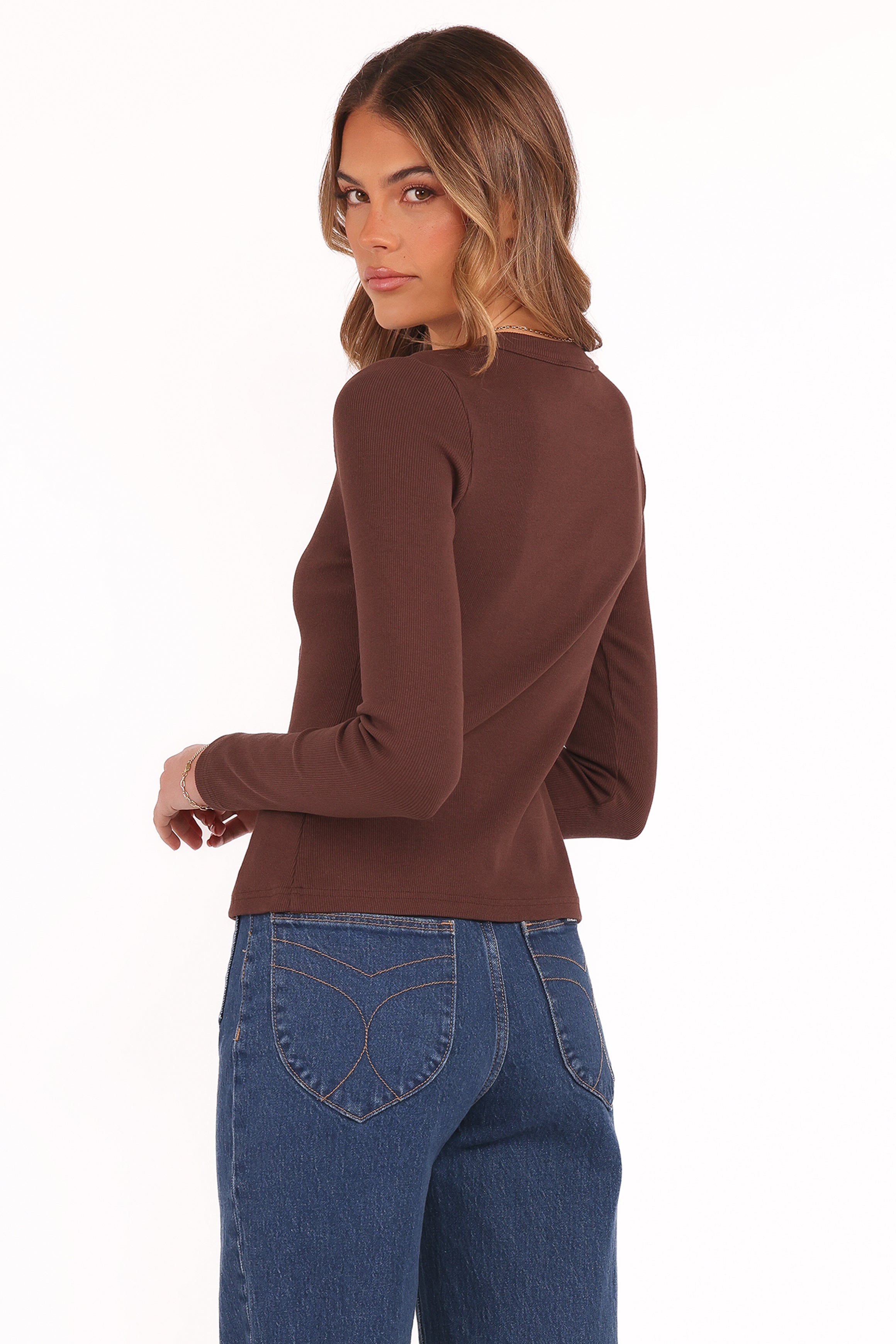 Petal and Pup USA TOPS Cass Long Sleeve Top - Chocolate Brown