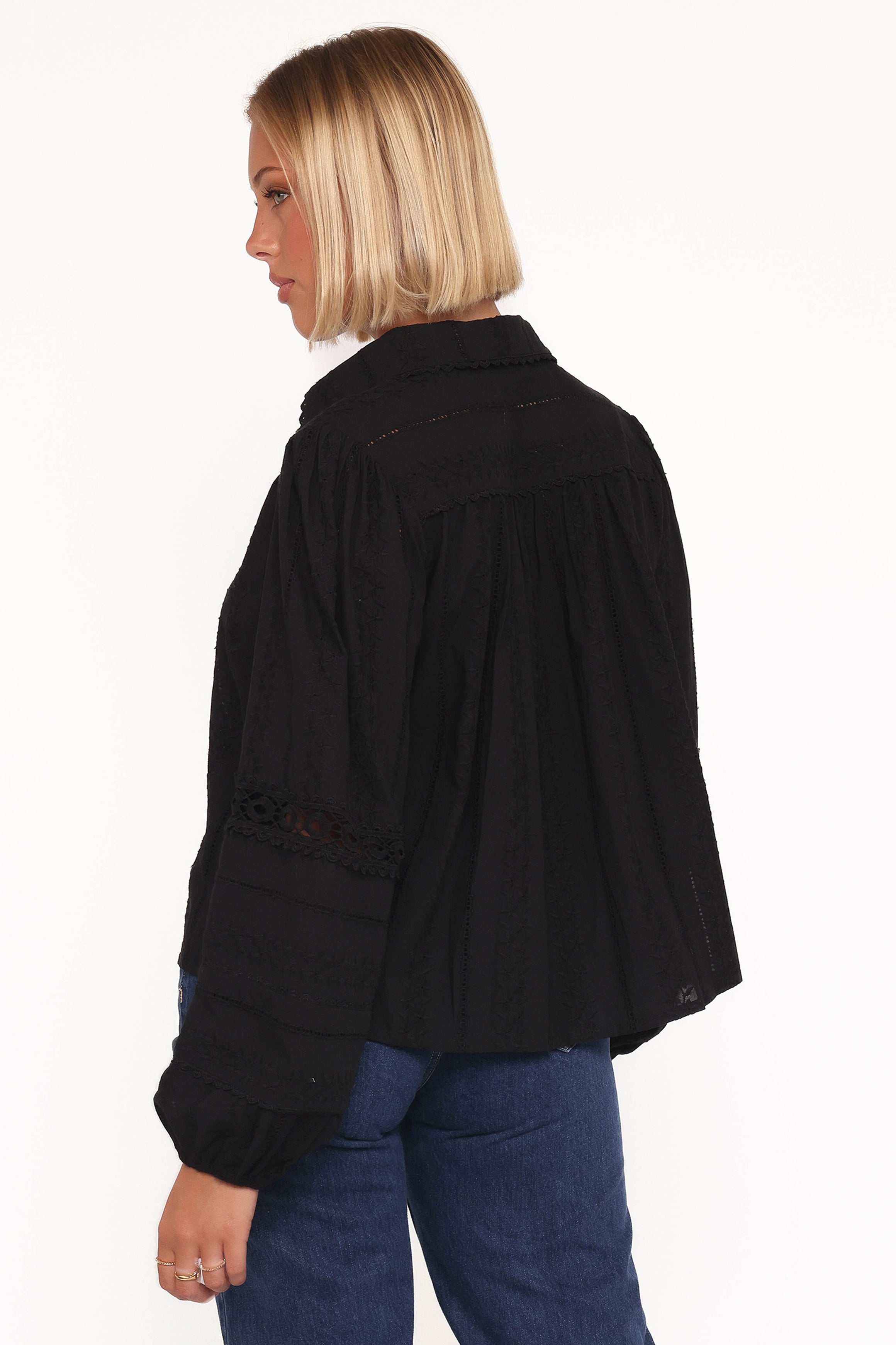 Petal and Pup USA TOPS Catania Lace Inset Top - Black