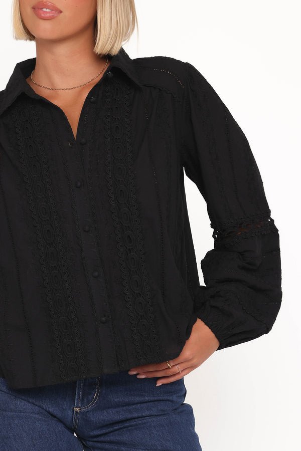 Petal and Pup USA TOPS Catania Lace Inset Top - Black
