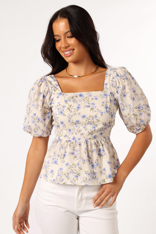 Petal and Pup USA TOPS Celia Top - Ivory Blue