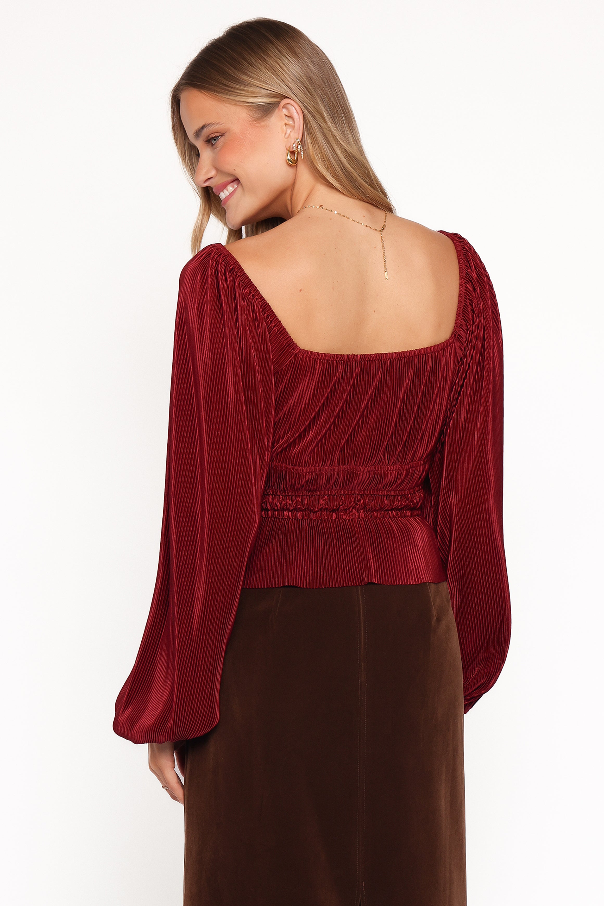 Petal and Pup USA TOPS Ceppia Plisse Top - Burgundy