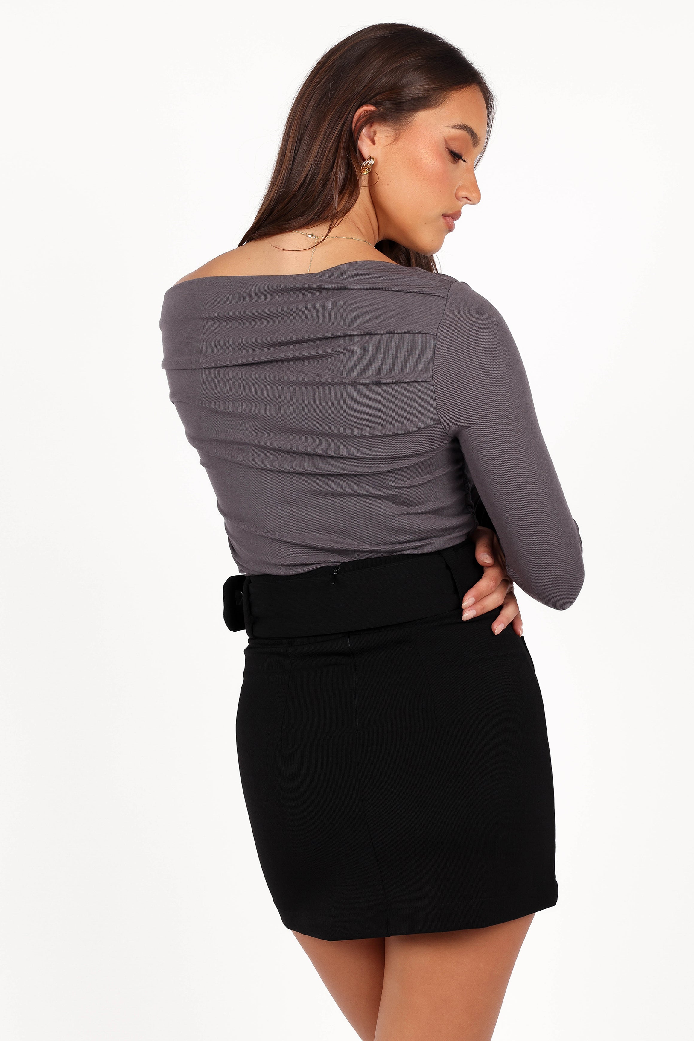 Petal and Pup USA TOPS Cer Knit Top - Charcoal