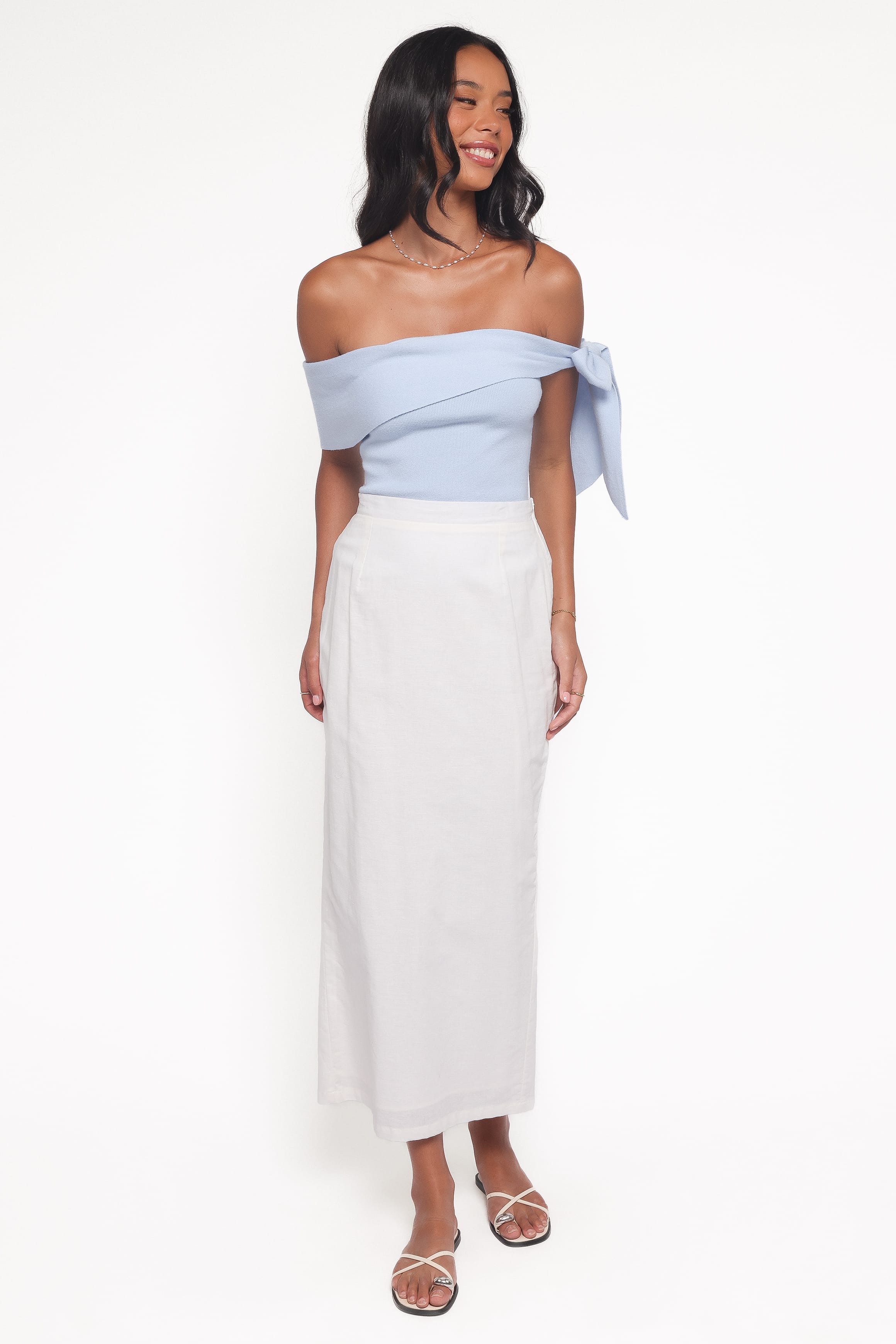 Charama Off Shoulder Knit Top - Blue | Petal & Pup USA
