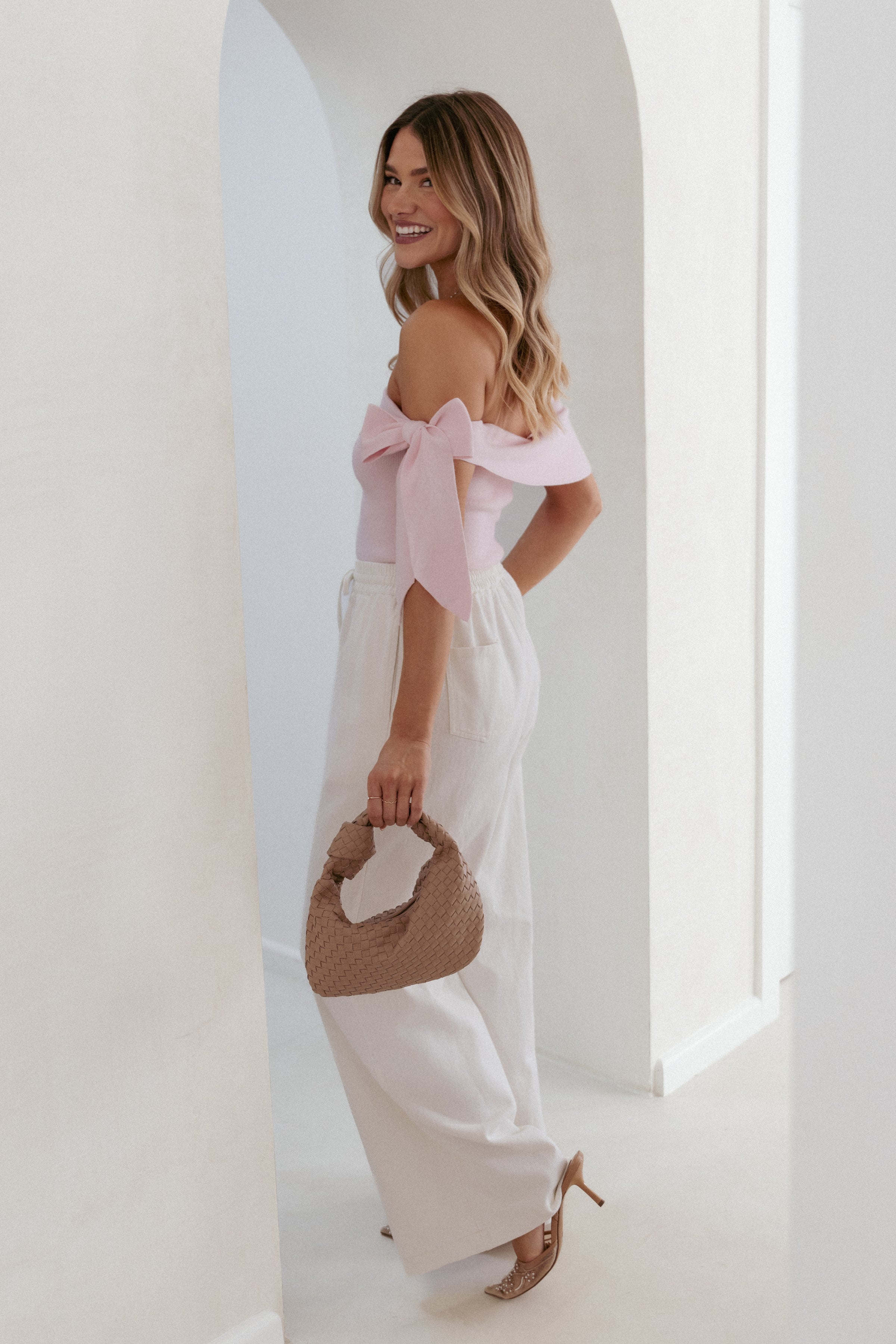 Petal and Pup USA TOPS Charama Off Shoulder Knit Top - Pink