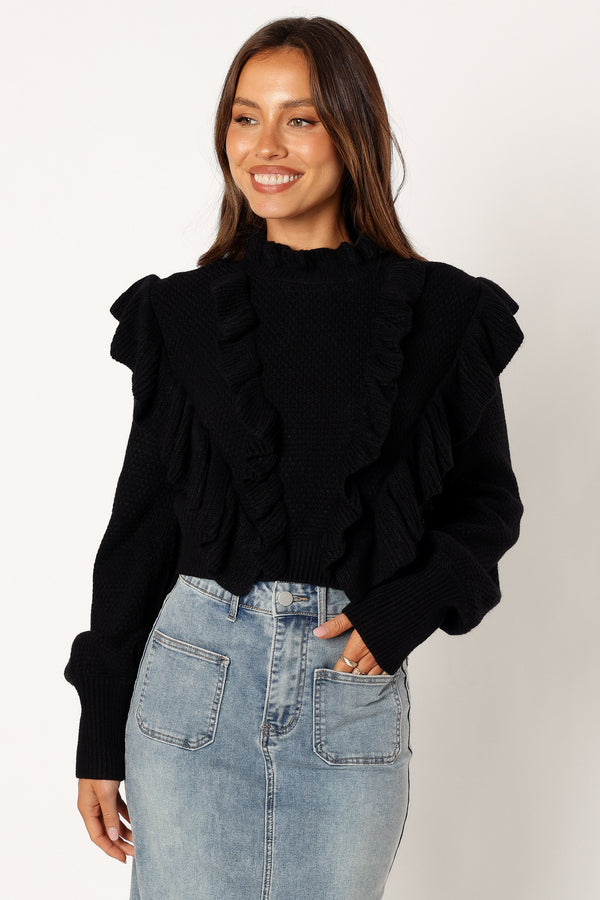 Petal and Pup USA TOPS Charice Knit Long Sleeve Top - Black