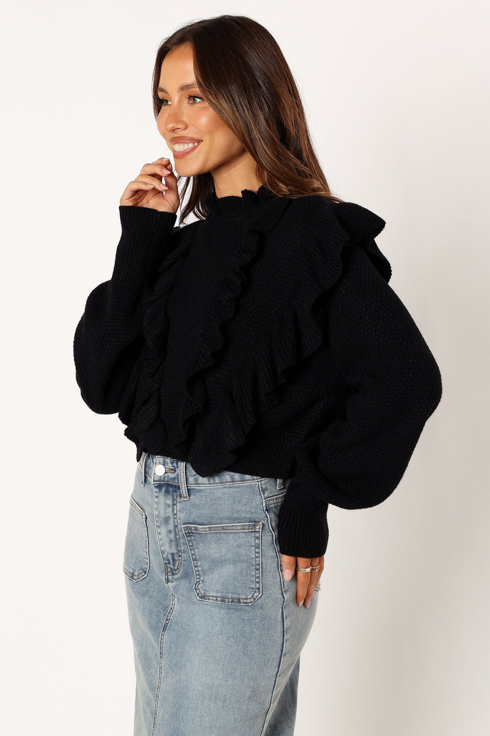 Petal and Pup USA TOPS Charice Knit Long Sleeve Top - Black