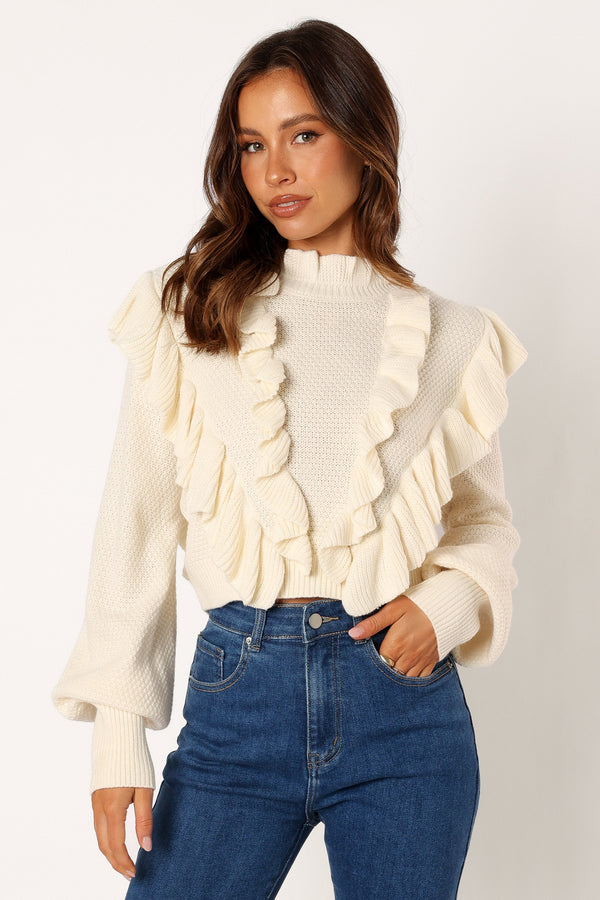 Petal and Pup USA TOPS Charice Knit Long Sleeve Top - Cream