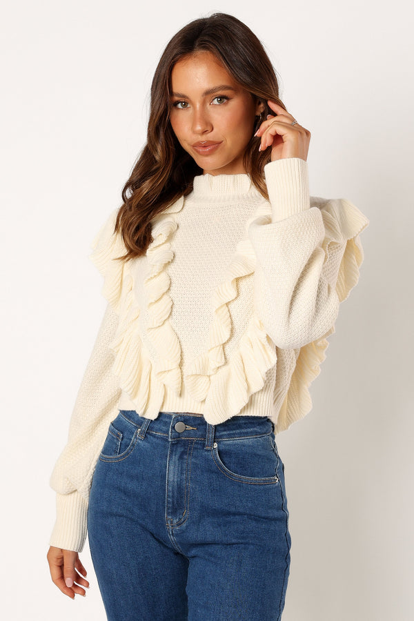 Petal and Pup USA TOPS Charice Knit Long Sleeve Top - Cream