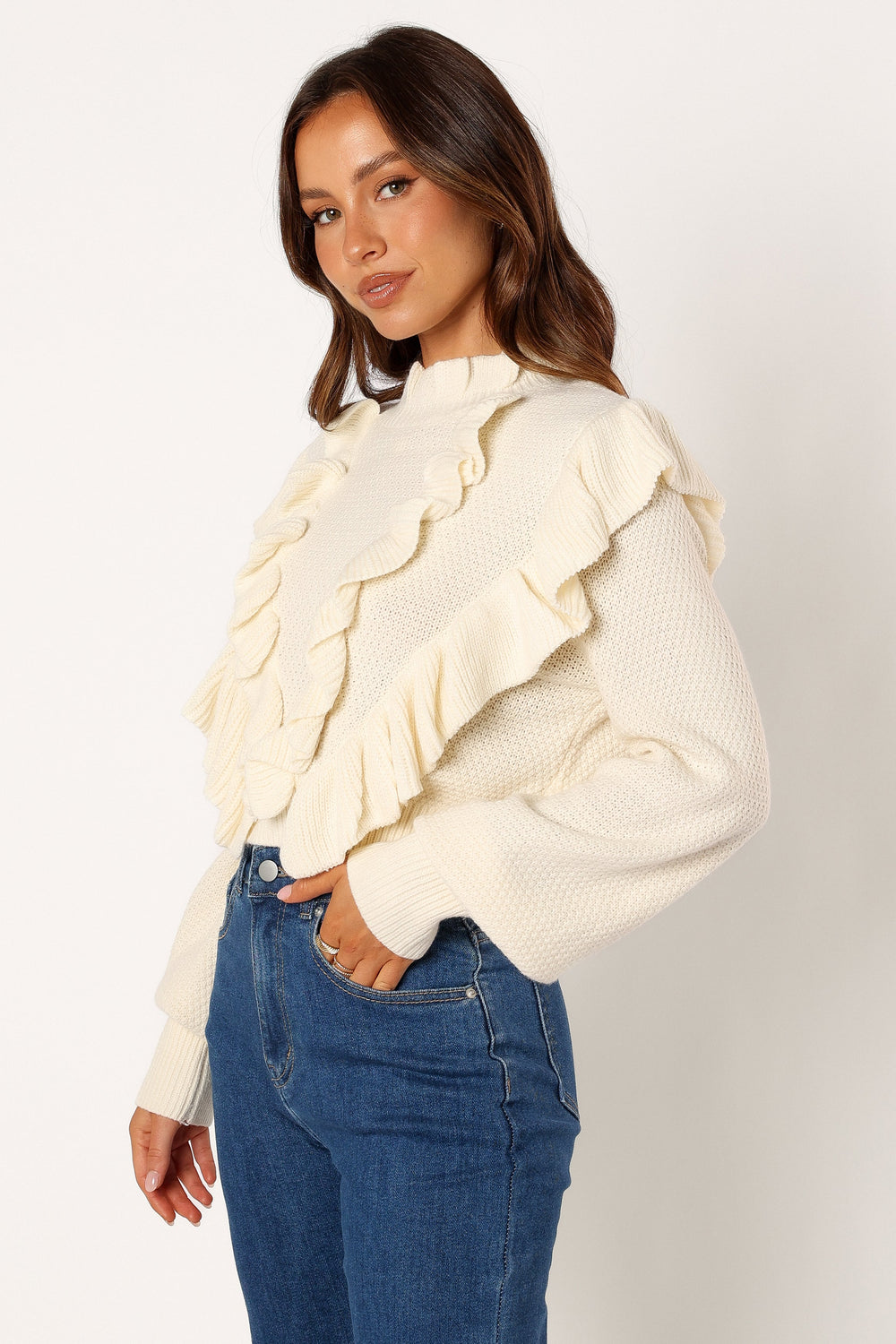 Petal and Pup USA TOPS Charice Knit Long Sleeve Top - Cream
