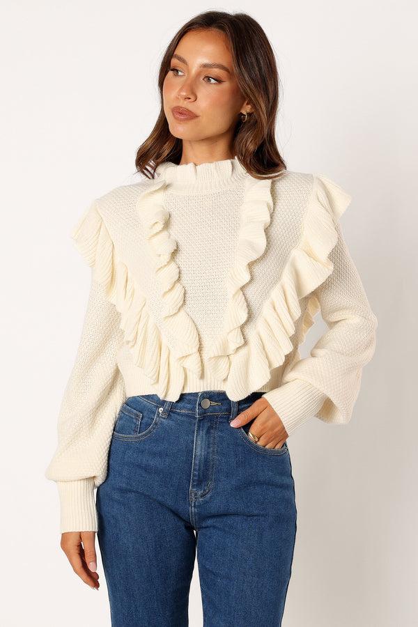 Petal and Pup USA TOPS Charice Knit Long Sleeve Top - Cream