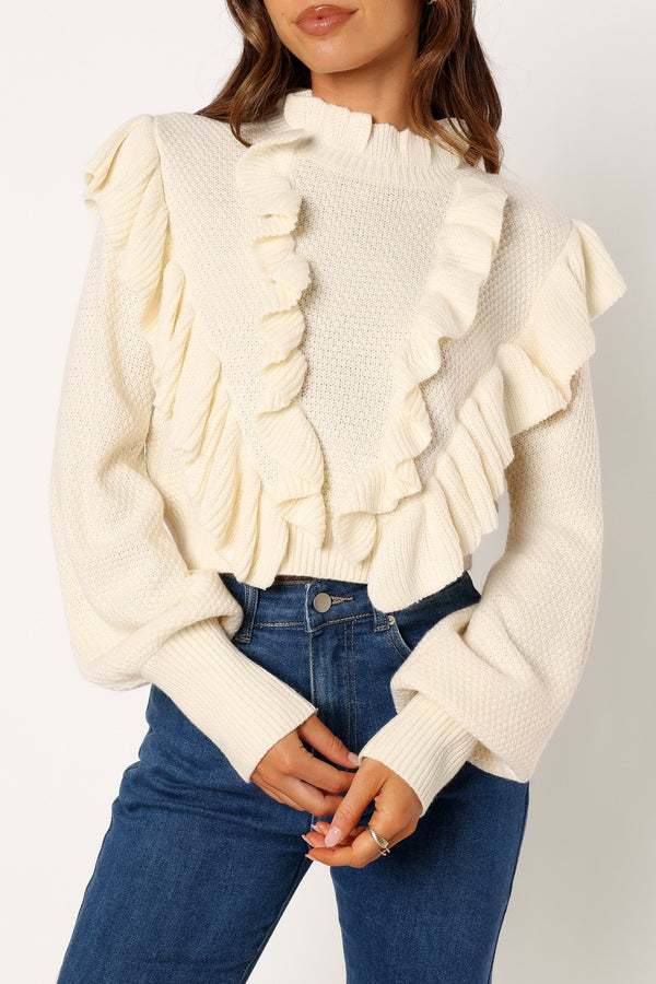 Petal and Pup USA TOPS Charice Knit Long Sleeve Top - Cream