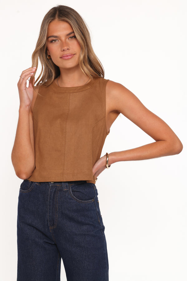 Petal and Pup USA TOPS Charles Faux Sueded Top - Camel
