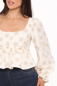 Petal and Pup USA TOPS Cielo Top - Sand Beige Floral