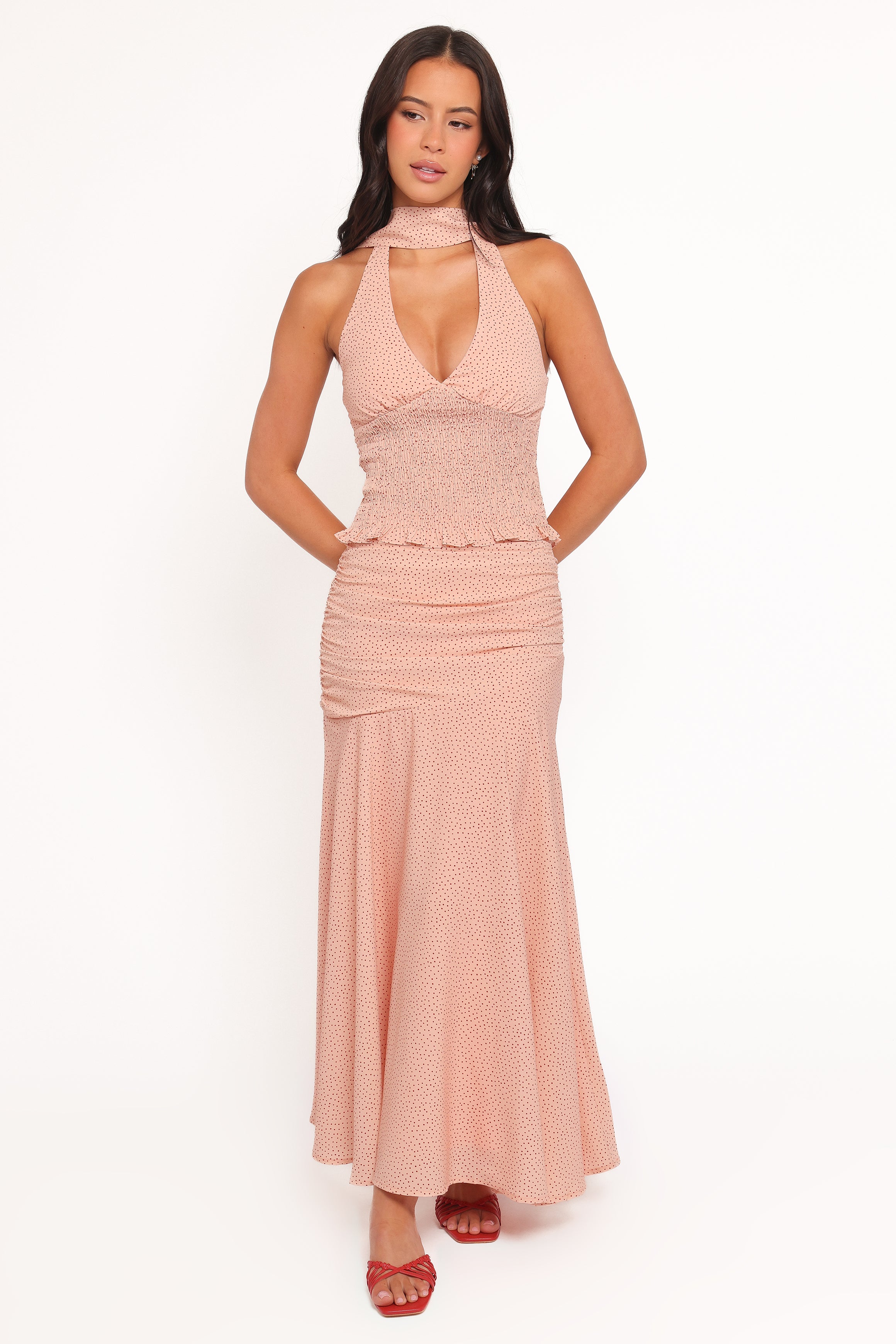 Petal and Pup USA TOPS Cinthia Top - Peach Polka Dot