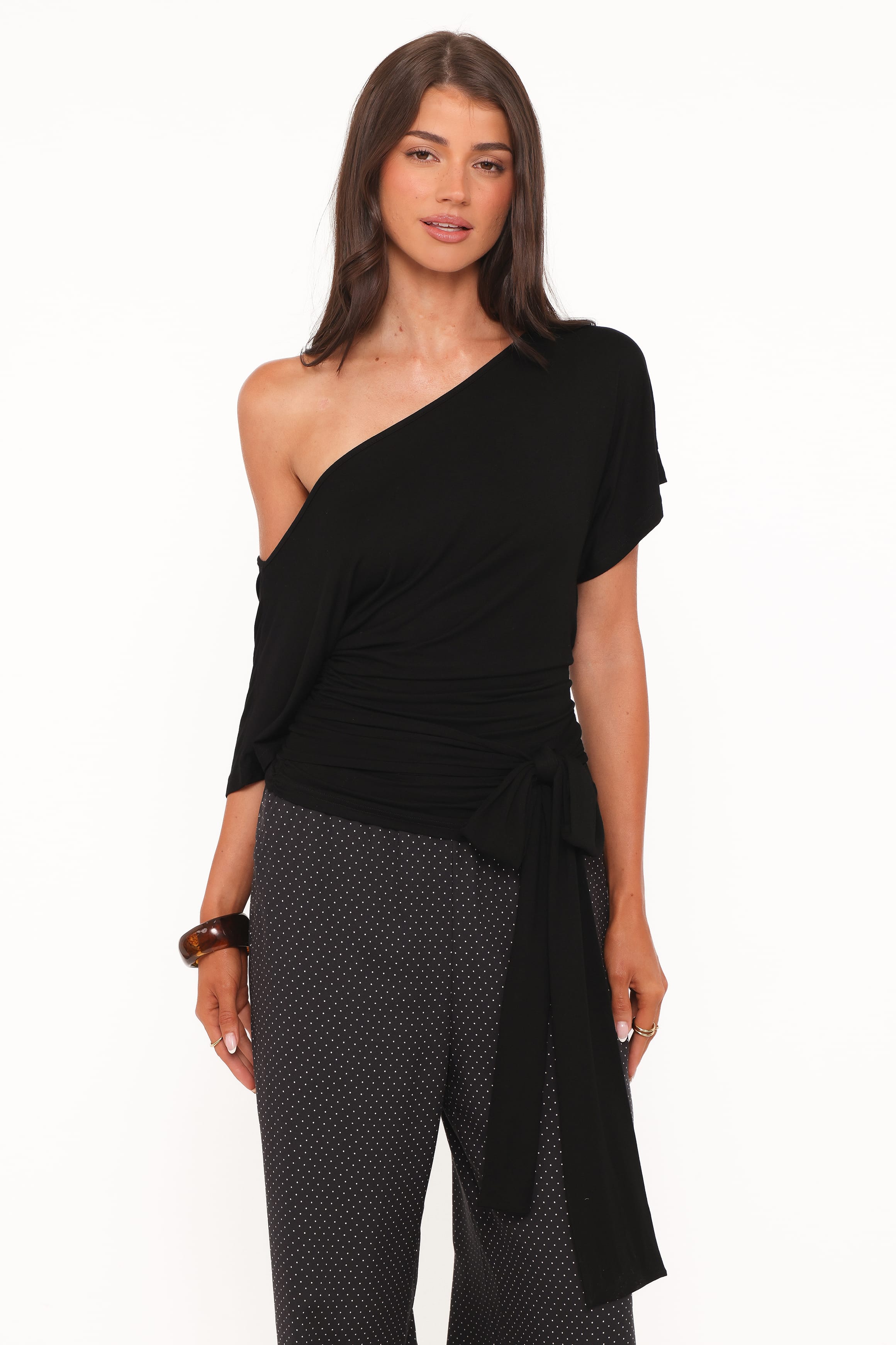 Petal and Pup USA TOPS Clarke Off The Shoulder Tie Top - Black