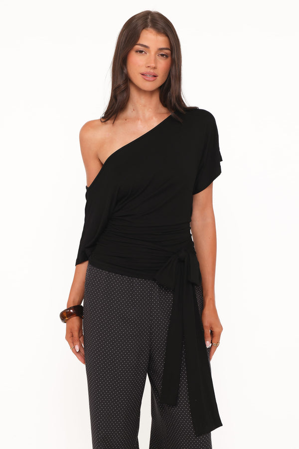 Petal and Pup USA TOPS Clarke Off The Shoulder Tie Top - Black