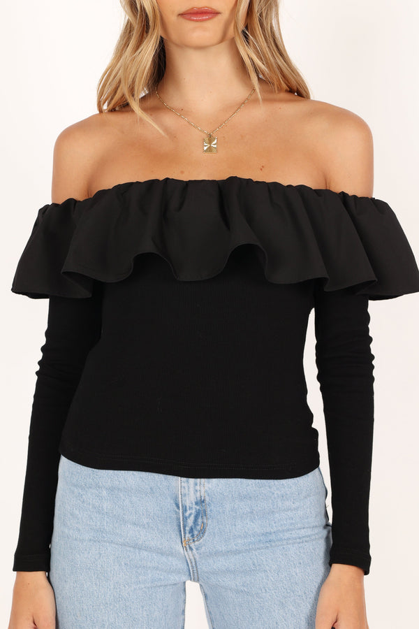 Petal and Pup USA TOPS Cloe Off Shoulder Top - Black