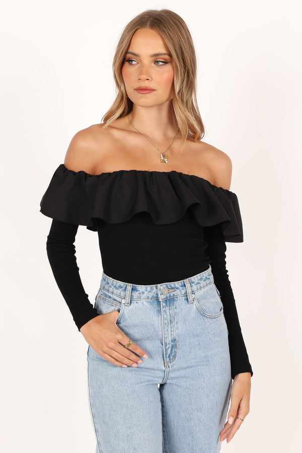 Petal and Pup USA TOPS Cloe Off Shoulder Top - Black