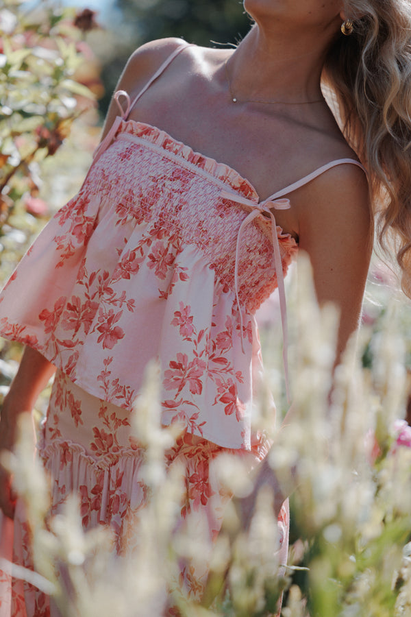 Petal and Pup USA TOPS Cosima Baby Doll Top - Rose Pink Floral