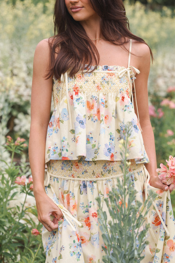 Petal and Pup USA TOPS Cosima Baby Doll Top - Yellow Floral