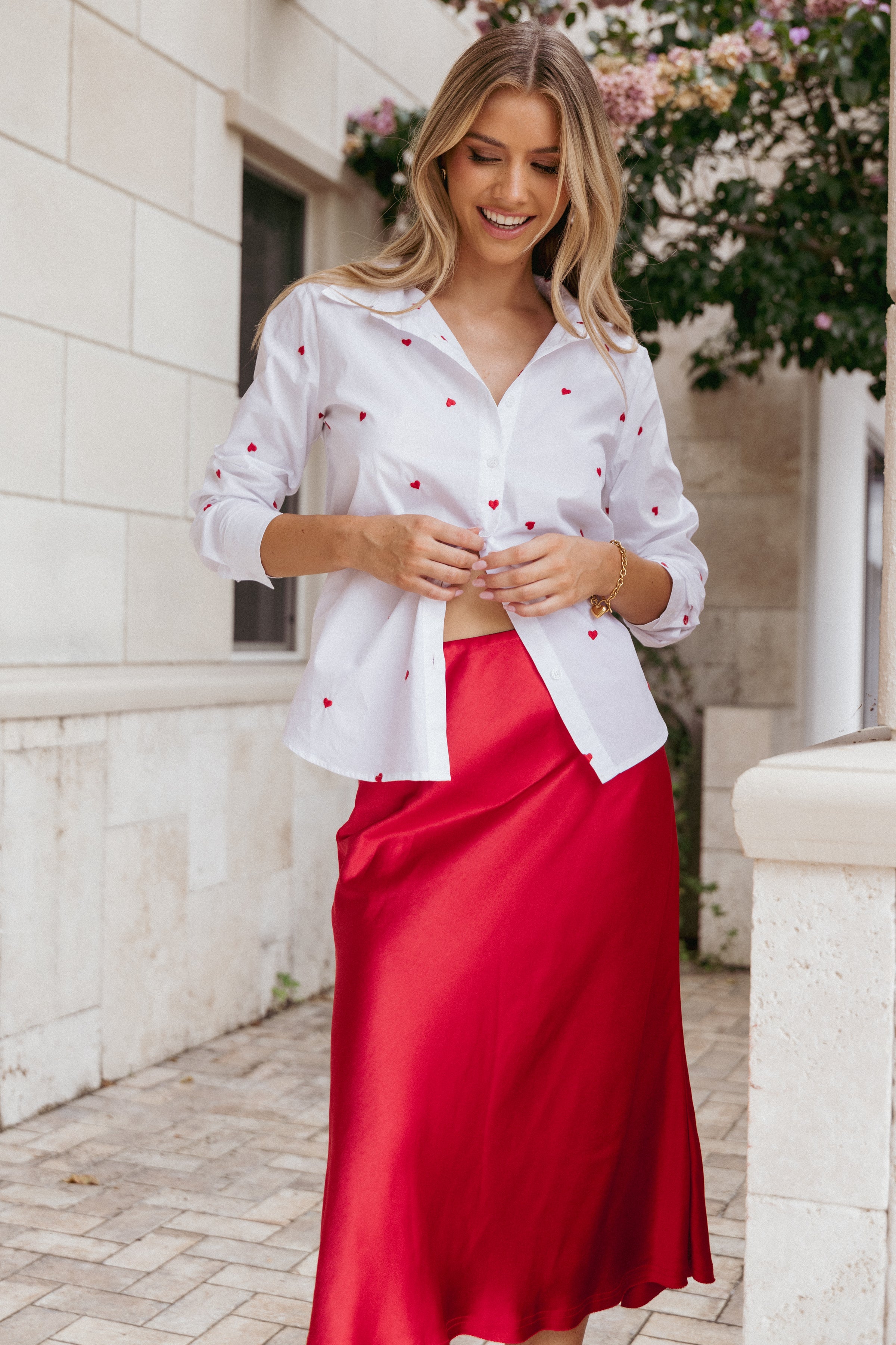 Petal and Pup USA TOPS Cyra Heart Top - White Red