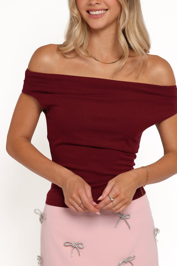 Petal and Pup USA TOPS Darina Off Shoulder Top - Bordeaux