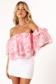 Petal and Pup USA TOPS Deedi Off Shoulder Top - Pink Floral