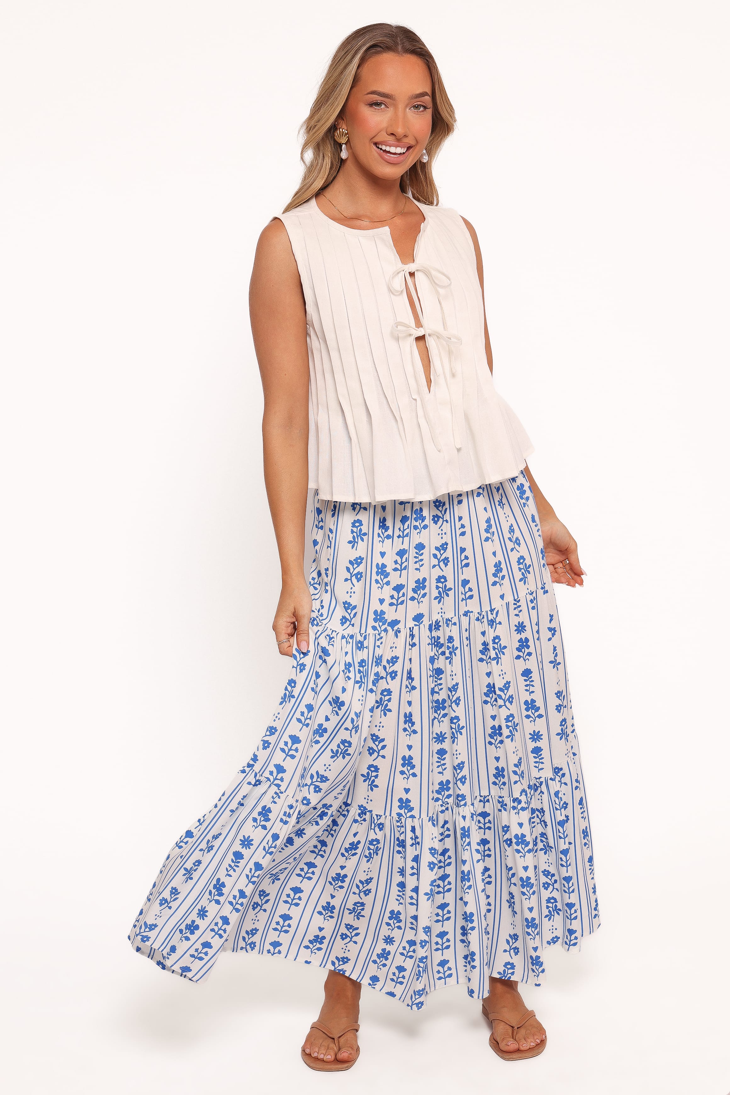 Petal and Pup USA TOPS Delia Pleat Tie Top - White (Hold for Rack)
