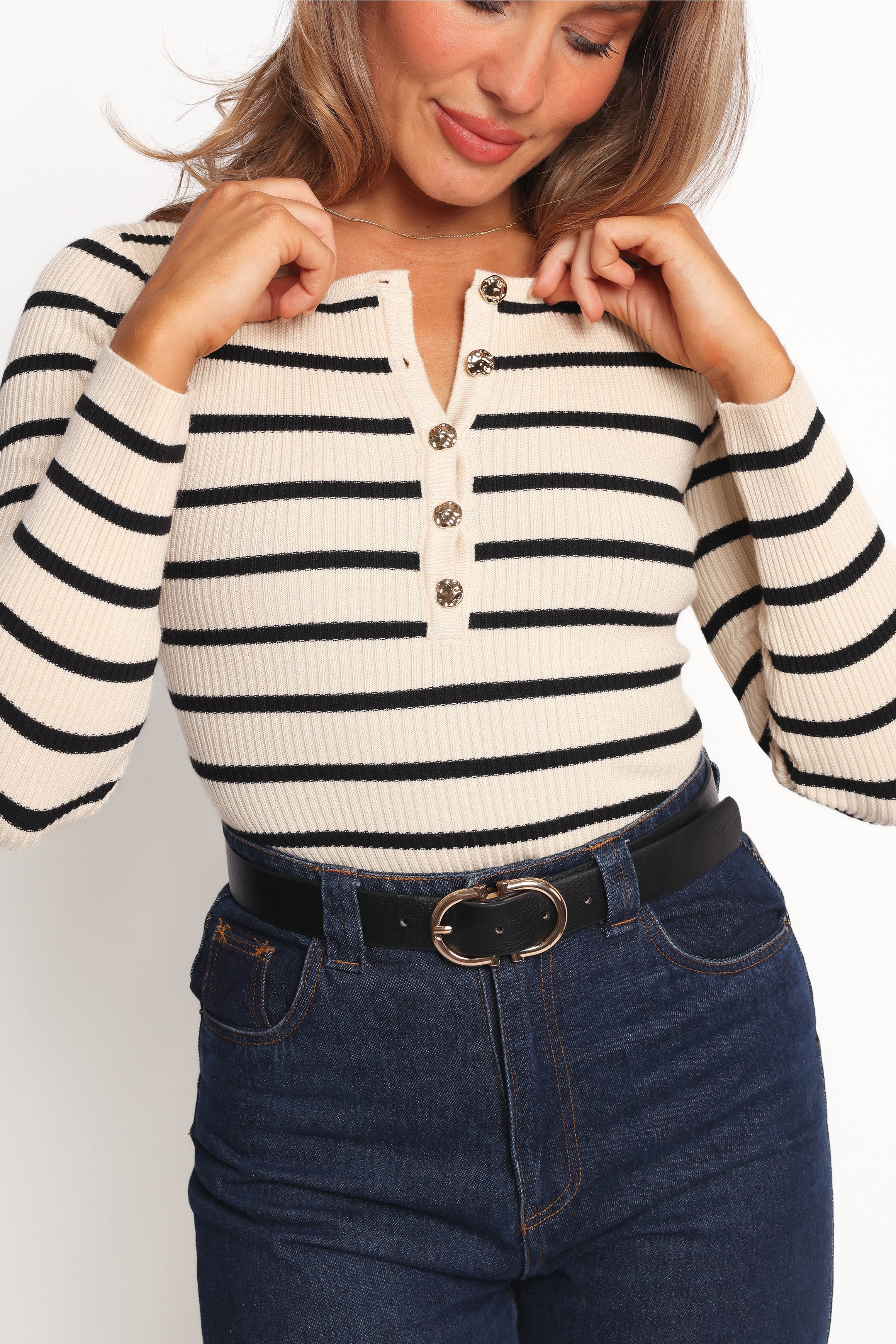 Petal and Pup USA TOPS Deni Henley Bodysuit - Stripe