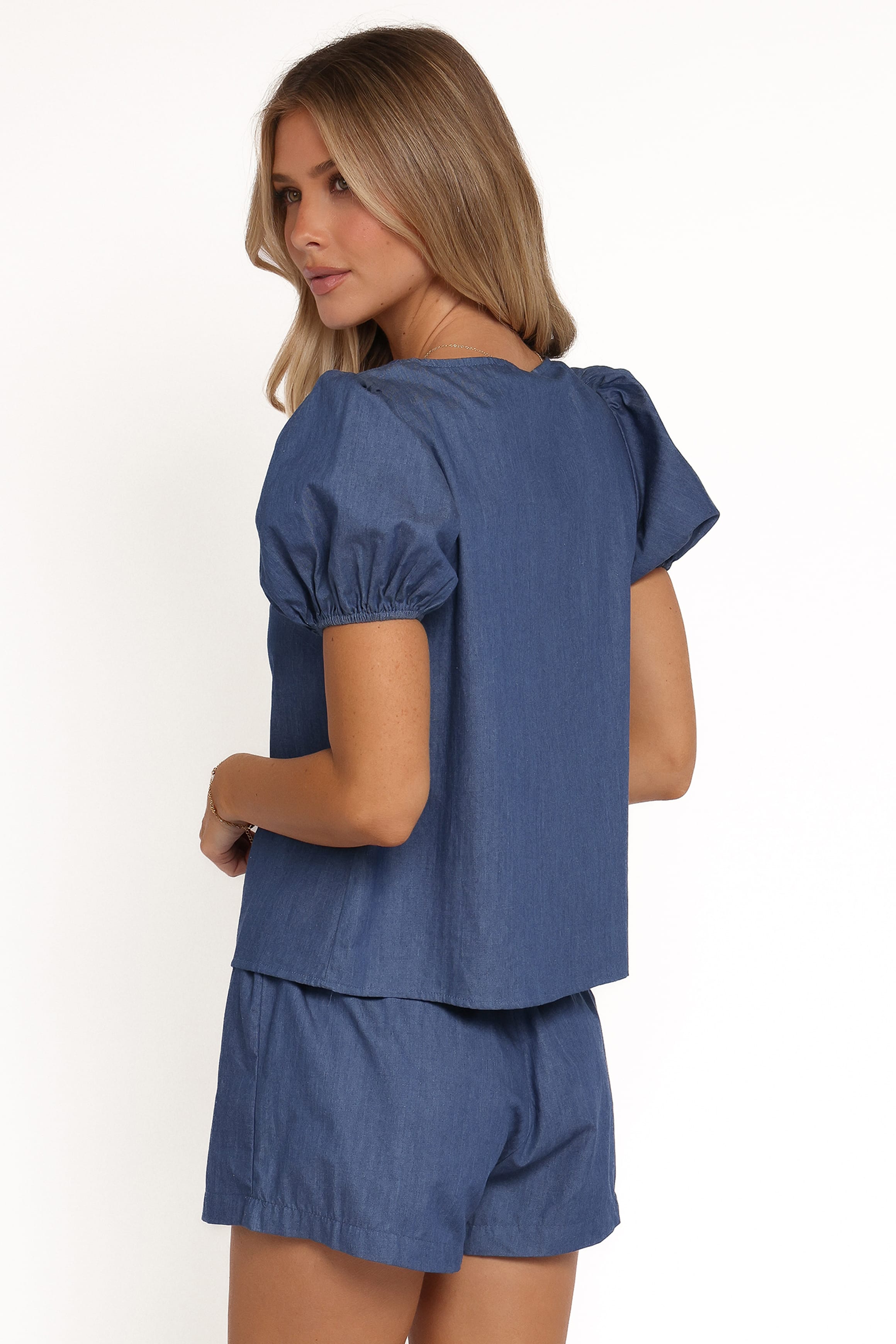Petal and Pup USA TOPS Dominic Tie Front Top - Denim