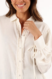 Petal and Pup USA TOPS Dylan Long Sleeve Button Up Top - White