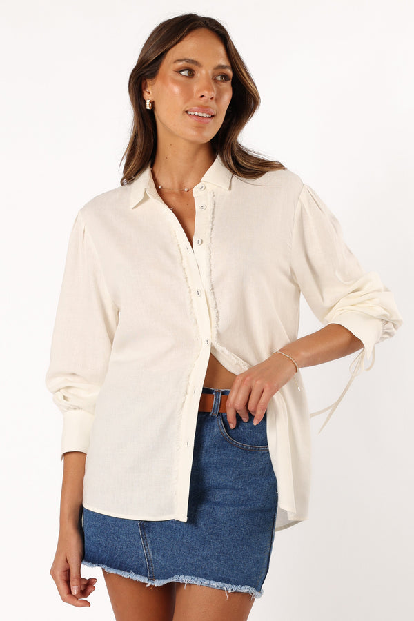 Petal and Pup USA TOPS Dylan Long Sleeve Button Up Top - White
