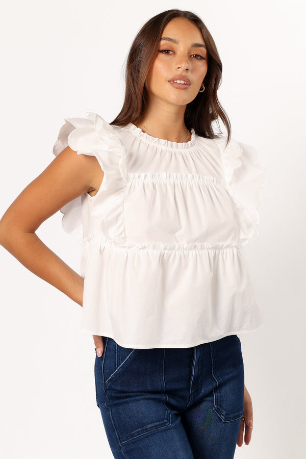 Petal and Pup USA TOPS Elaine Ruffle Top - Off White