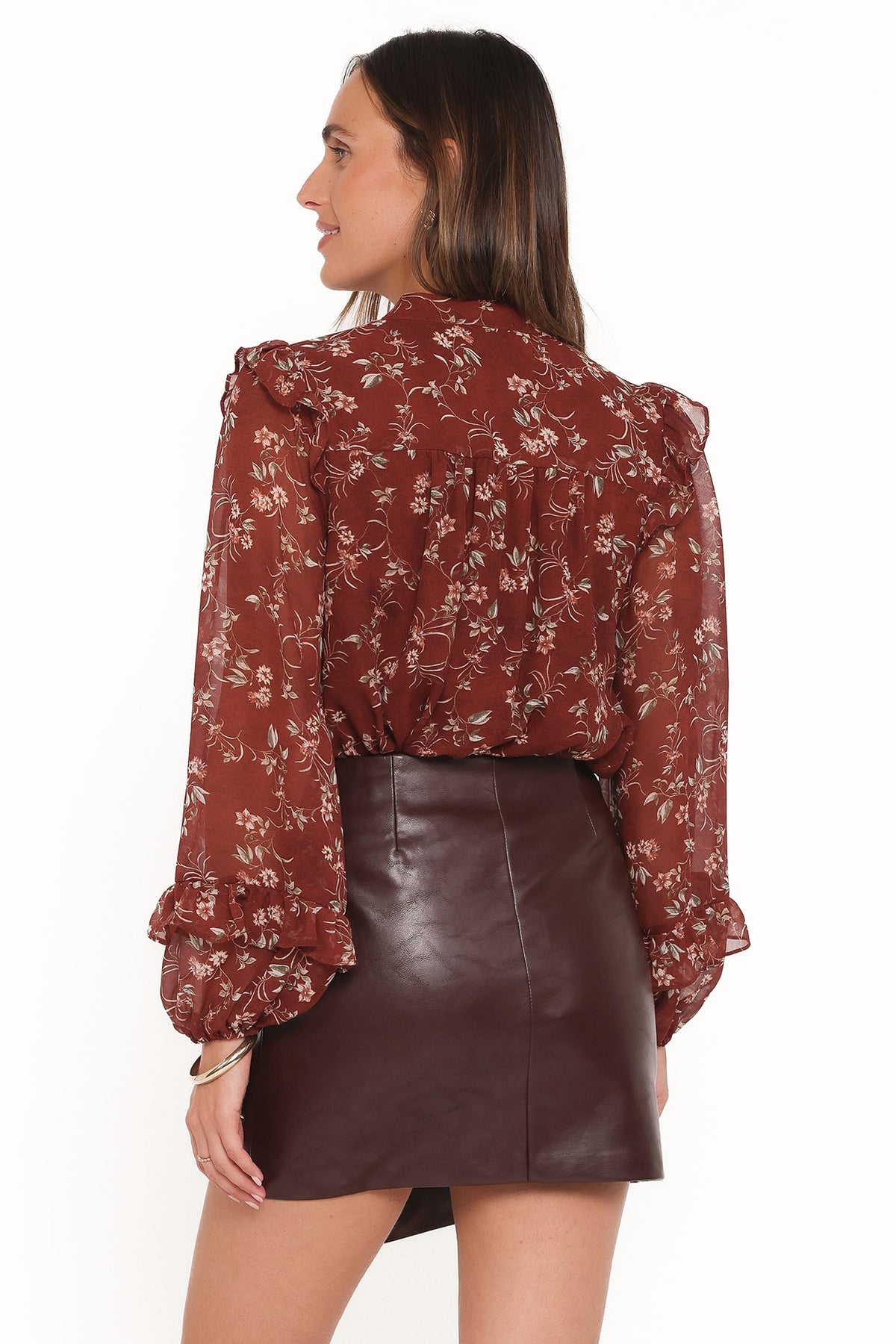 Petal and Pup USA TOPS Elanira Ruffle Top - Rust Floral