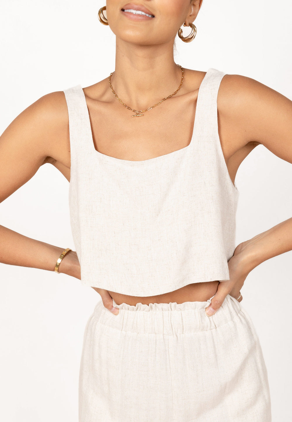 Petal and Pup USA TOPS Eleanor Cropped Top - Beige