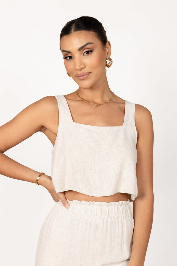 Petal and Pup USA TOPS Eleanor Cropped Top - Beige