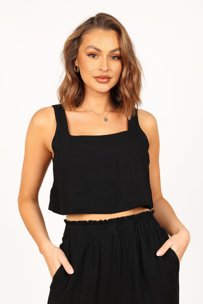 Twenty Dresses Black Square Neck Crop Top