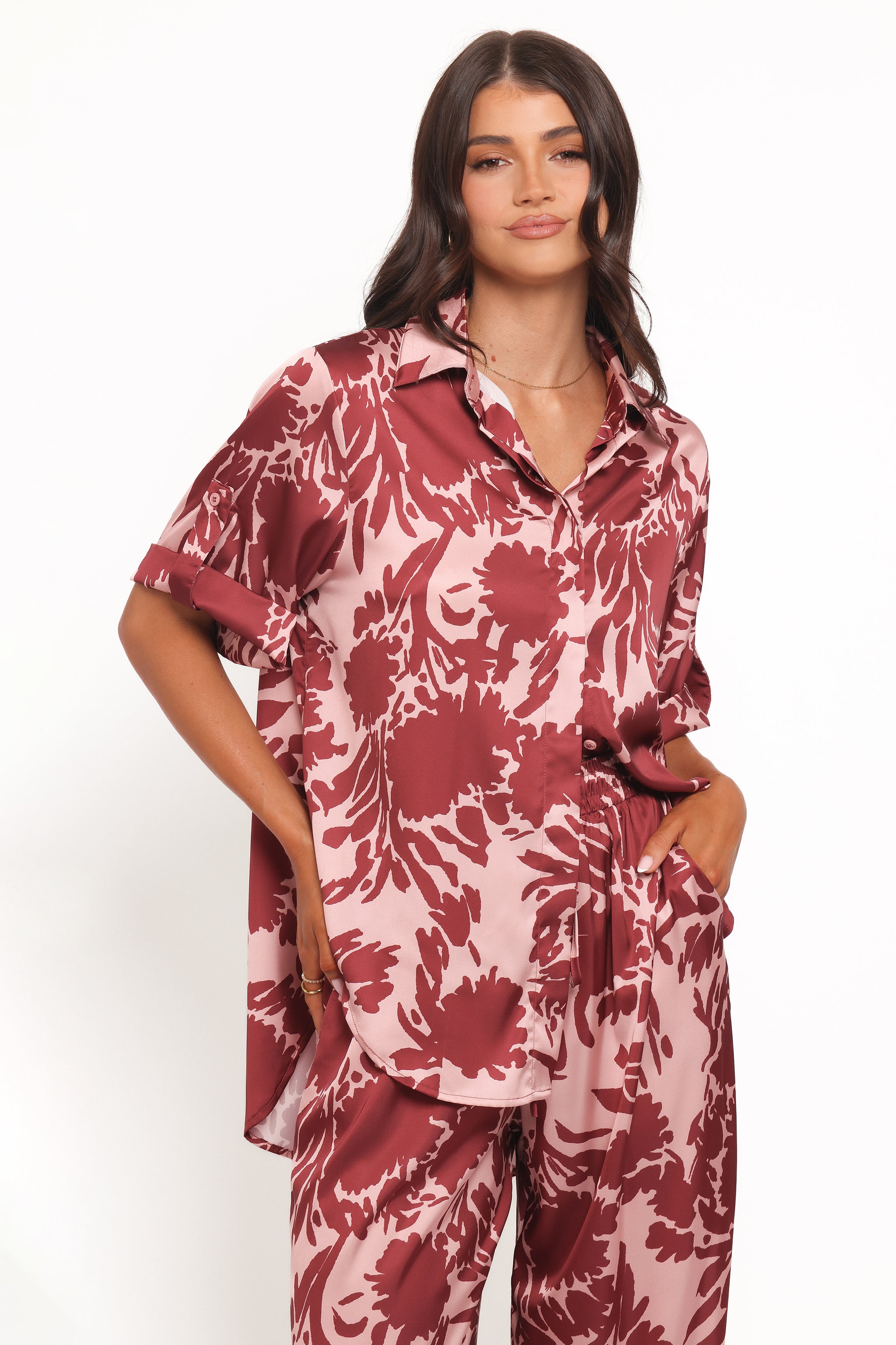 Petal and Pup USA TOPS Elysia Shirt - Pink Burgundy