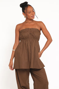 Petal and Pup USA TOPS Ember Strapless Tunic Top - Brown