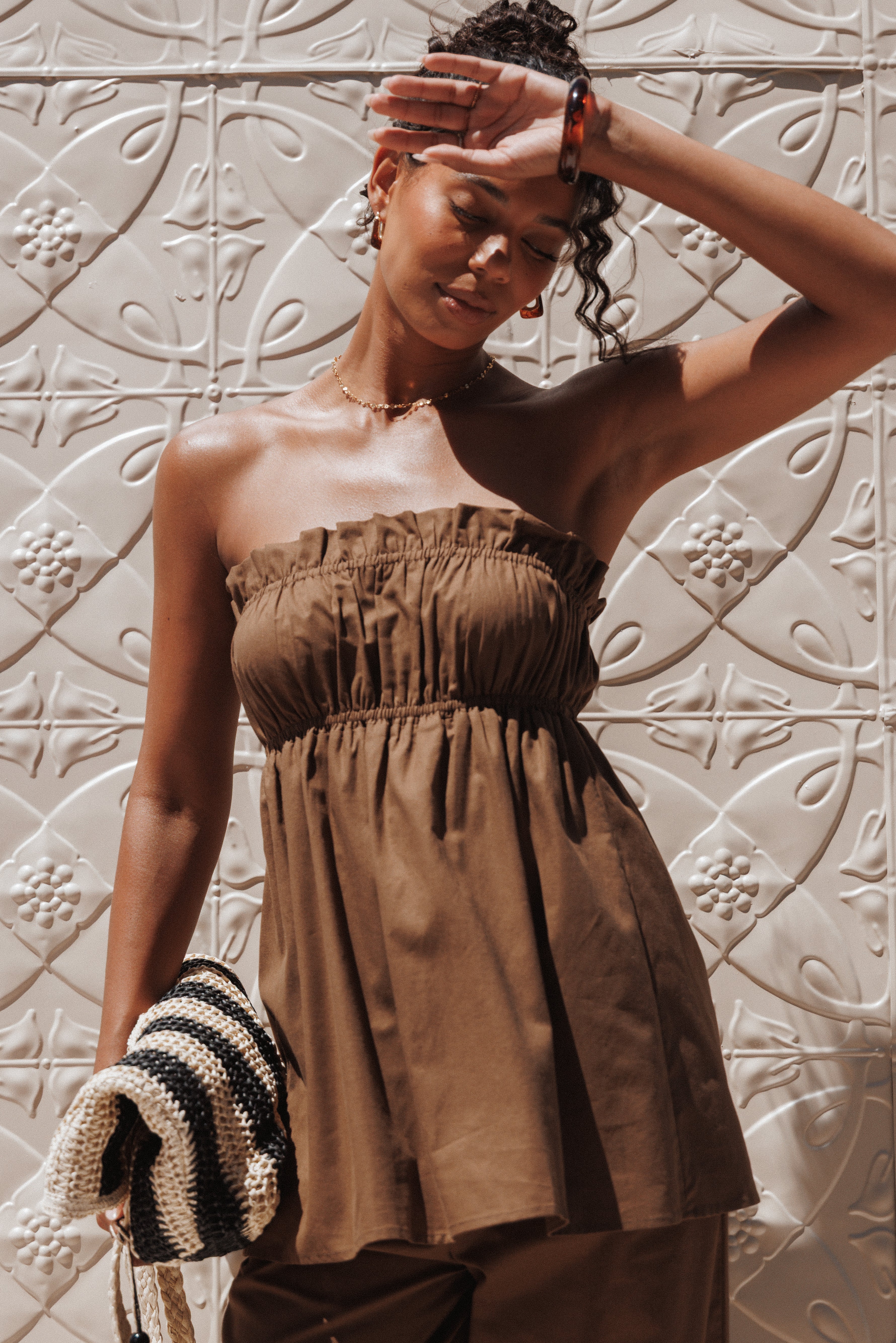 Petal and Pup USA TOPS Ember Strapless Tunic Top - Brown