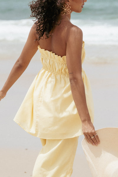 Ember Strapless Tunic Top - Butter Yellow | Petal & Pup USA