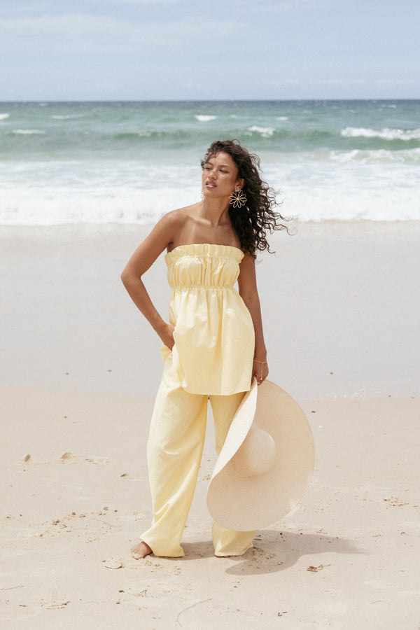 Petal and Pup USA TOPS Ember Strapless Tunic Top - Butter Yellow (Hold for Rack)