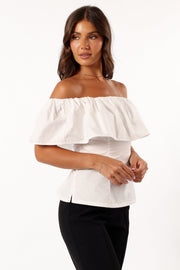 Petal and Pup USA TOPS Emery Off The Shoulder Top - White