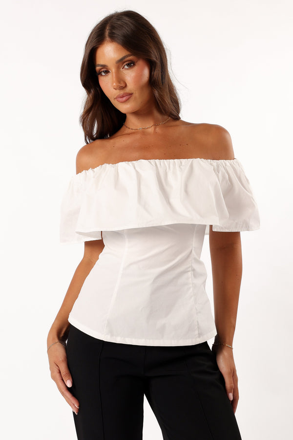 Petal and Pup USA TOPS Emery Off The Shoulder Top - White