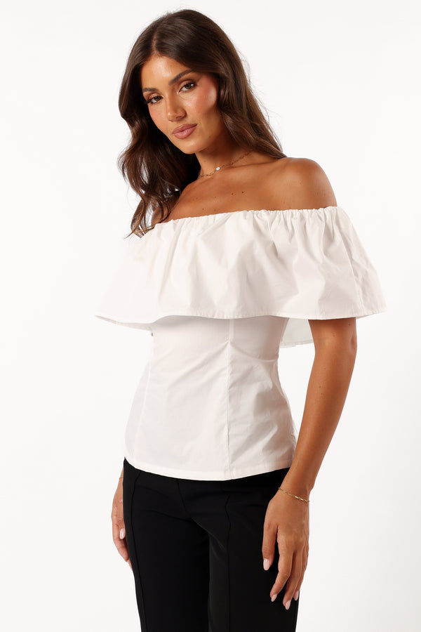 Petal and Pup USA TOPS Emery Off The Shoulder Top - White