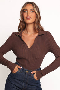 Petal and Pup USA TOPS Emmerson Long Sleeve Knit Top - Chocolate