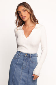 Petal and Pup USA TOPS Emmerson Long Sleeve Knit Top - White